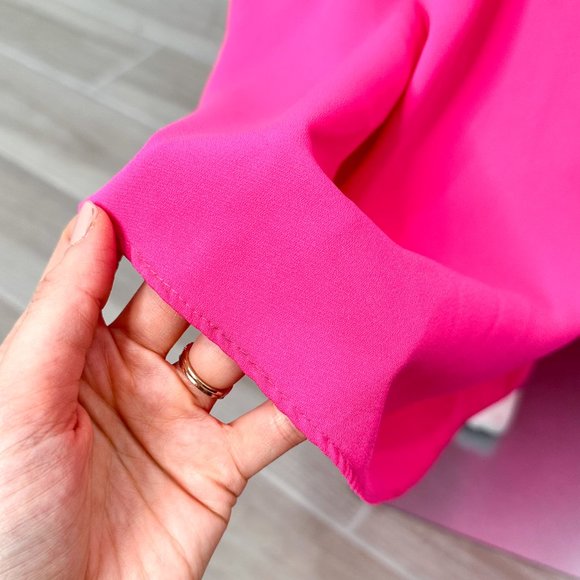 JILL Jill Stuart Plunge Deep V Cross Back Cut Out Maxi Dress Gown in Gossip Pink - Picture 16 of 17